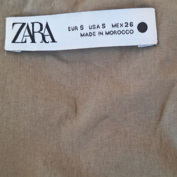 ZARA TOPSTITCHED BUSTIER Zip Front Khaki Cotton Blend Women's S Taupe Corset - Picture 11 of 15